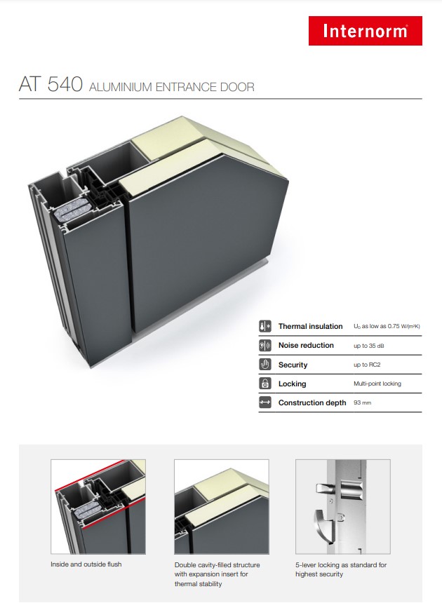 AT540 Aluminium Entrance Door